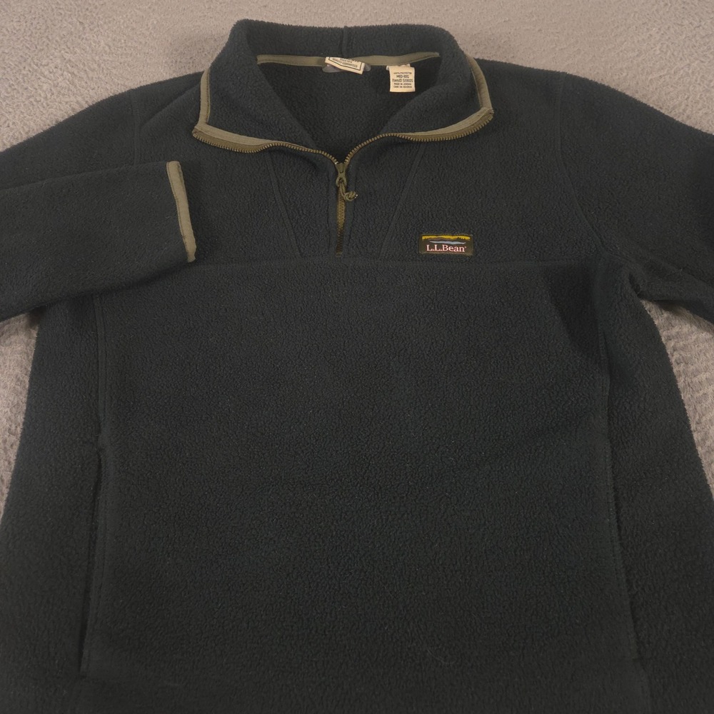 L.L. Bean Pullover Mens Medium Green Katahdin Fleece 1/4 Zip Outdoor Hiking